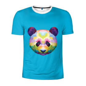 Мужская футболка 3D спортивная с принтом Панда в Новосибирске, 100% полиэстер с улучшенными характеристиками | приталенный силуэт, круглая горловина, широкие плечи, сужается к линии бедра | арт | голова панды | животные | медведи | панда