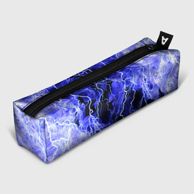 Пенал 3D с принтом МОЛНИЯ BLUE в Новосибирске, 100% полиэстер | плотная ткань, застежка на молнии | гроза | гром | молния | небо | неон | неоновый | ночь | огонь | пламя | природа | разряд | текстура | ток | электричество | яркий