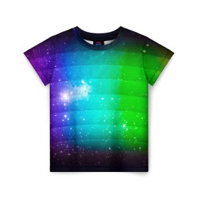 Детская футболка 3D с принтом Space в Новосибирске, 100% гипоаллергенный полиэфир | прямой крой, круглый вырез горловины, длина до линии бедер, чуть спущенное плечо, ткань немного тянется | abstract | space | texture | абстракция | астрономия | волны | вселенная | галактика | геометрия | градиент | звезда | космос | краски | палитра | паттерн | полигоны | радуга | текстура