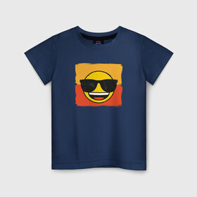 Детская футболка хлопок с принтом Крутой Эмодзи в Новосибирске, 100% хлопок | круглый вырез горловины, полуприлегающий силуэт, длина до линии бедер | deal with it | emoji | emojico | в очках | весенний | довольный | крутой | крутой смайлик | летний | мем | смайл | смайлик | смайлик в очках | счастливый | эмоджи | эмодзи | эмодзи смс