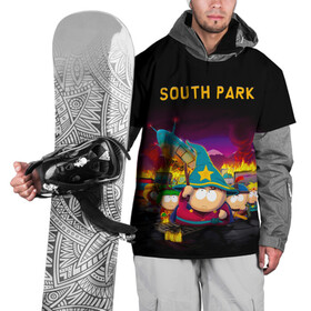 Накидка на куртку 3D с принтом Южный Парк в Новосибирске, 100% полиэстер |  | south park | sp | батерс | баттерс | гарисон | енот | кайл  брофловски | картман | кеннет | кенни | маки | макки | маккормик | марш | мистер | мистерион | мультфильм | полотенчик | ренди | саус парк | сауспарк