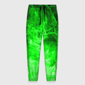 Мужские брюки 3D с принтом ОГОНЬ GREEN NEON в Новосибирске, 100% полиэстер | манжеты по низу, эластичный пояс регулируется шнурком, по бокам два кармана без застежек, внутренняя часть кармана из мелкой сетки | битва огней | зеленый | неон | неоновый | огонь | пламя | пожар | салатовый | стихия | текстура | цветной | яркий