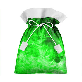 Подарочный 3D мешок с принтом ОГОНЬ GREEN NEON в Новосибирске, 100% полиэстер | Размер: 29*39 см | Тематика изображения на принте: битва огней | зеленый | неон | неоновый | огонь | пламя | пожар | салатовый | стихия | текстура | цветной | яркий