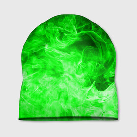 Шапка 3D с принтом ОГОНЬ GREEN NEON в Новосибирске, 100% полиэстер | универсальный размер, печать по всей поверхности изделия | битва огней | зеленый | неон | неоновый | огонь | пламя | пожар | салатовый | стихия | текстура | цветной | яркий
