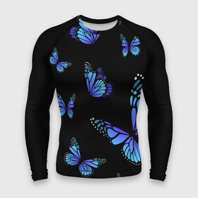 Мужской рашгард 3D с принтом НЕОНОВЫЕ БАБОЧКИ | BUTTERFLY NEON в Новосибирске,  |  | animals | blue | butterflies | game | insects | life is strange | moth | wings | бабочки | животные | игра | крылья | мотылек | насекомые