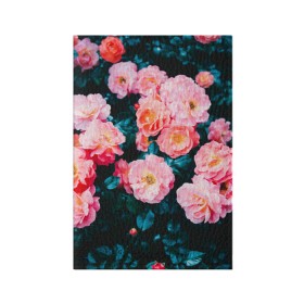 Обложка для паспорта матовая кожа с принтом Dark flowers в Новосибирске, натуральная матовая кожа | размер 19,3 х 13,7 см; прозрачные пластиковые крепления | dark | flowers | leaves | roses | весна | лепестки | розы | сад | цветы