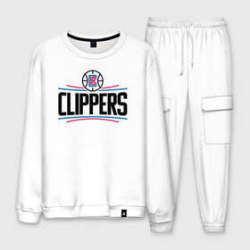 Мужской костюм хлопок с принтом Los Angeles Clippers (1) в Новосибирске, 100% хлопок | на свитшоте круглая горловина, мягкая резинка по низу. Брюки заужены к низу, на них два вида карманов: два “обычных” по бокам и два объемных, с клапанами, расположенные ниже линии бедра. Брюки с мягкой трикотажной резинкой на поясе и по низу штанин. В поясе для дополнительного комфорта — широкие завязки | ball | basketball | clippers | sport | streetball | баскетбол | клипперс | мяч | нба | спорт | стритбол