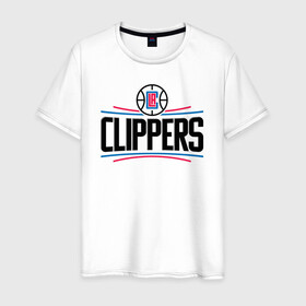 Мужская футболка хлопок с принтом Los Angeles Clippers (1) в Новосибирске, 100% хлопок | прямой крой, круглый вырез горловины, длина до линии бедер, слегка спущенное плечо. | Тематика изображения на принте: ball | basketball | clippers | sport | streetball | баскетбол | клипперс | мяч | нба | спорт | стритбол