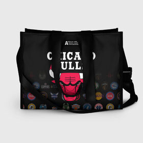 Сумка-шоппер 3D с принтом Chicago Bulls (1) в Новосибирске, 100% полиэстер | застегивается на металлическую кнопку; внутренний карман застегивается на молнию. Стенки укреплены специальным мягким материалом, чтобы защитить содержимое от несильных ударов
 | ball | basketball | chicago bulls | sport | streetball | баскетбол | мяч | нба | спорт | стритбол | чикаго буллз