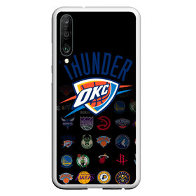 Чехол для Honor P30 с принтом Oklahoma City Thunder (2) в Новосибирске, Силикон | Область печати: задняя сторона чехла, без боковых панелей | ball | basketball | sport | streetball | thunder | баскетбол | мяч | нба | спорт | стритбол | тандер