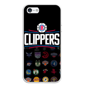 Чехол для iPhone 5/5S матовый с принтом Los Angeles Clippers (2) в Новосибирске, Силикон | Область печати: задняя сторона чехла, без боковых панелей | ball | basketball | clippers | sport | streetball | баскетбол | клипперс | мяч | нба | спорт | стритбол