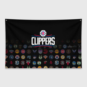 Флаг-баннер с принтом Los Angeles Clippers (2) в Новосибирске, 100% полиэстер | размер 67 х 109 см, плотность ткани — 95 г/м2; по краям флага есть четыре люверса для крепления | ball | basketball | clippers | sport | streetball | баскетбол | клипперс | мяч | нба | спорт | стритбол