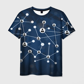 Мужская футболка 3D с принтом COVID-19 WORLD в Новосибирске, 100% полиэфир | прямой крой, круглый вырез горловины, длина до линии бедер | covid 19 | molecule | абстракция | клетки | коронавирус | медицина | микробы | молекулы | наука | нейрон | нейроны | текстура | текстуры | формула