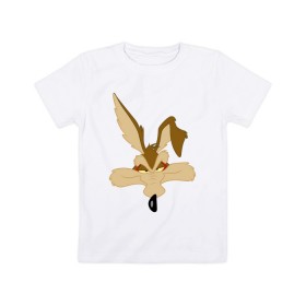 Детская футболка хлопок с принтом Wile E. Coyote в Новосибирске, 100% хлопок | круглый вырез горловины, полуприлегающий силуэт, длина до линии бедер | looney tunes | vdzabma | wile e. coyote | вайл и. койот | луни тюнз | хитрый койот