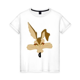 Женская футболка хлопок с принтом Wile E. Coyote в Новосибирске, 100% хлопок | прямой крой, круглый вырез горловины, длина до линии бедер, слегка спущенное плечо | looney tunes | vdzabma | wile e. coyote | вайл и. койот | луни тюнз | хитрый койот