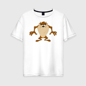 Женская футболка хлопок Oversize с принтом Таз в Новосибирске, 100% хлопок | свободный крой, круглый ворот, спущенный рукав, длина до линии бедер
 | looney tunes | tasmanian devil | taz | vdzabma | луни тюнз | таз | тасманский дьявол
