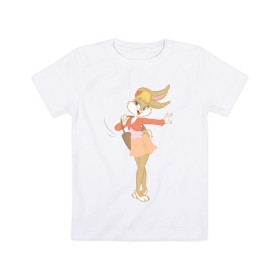 Детская футболка хлопок с принтом Лола Банни в Новосибирске, 100% хлопок | круглый вырез горловины, полуприлегающий силуэт, длина до линии бедер | lola bunny | looney tunes | vdzabma | лола банни | луни тюнз