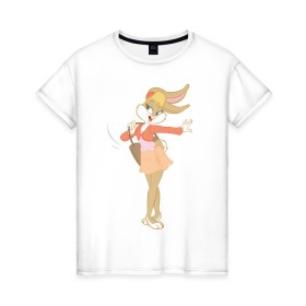 Женская футболка хлопок с принтом Лола Банни в Новосибирске, 100% хлопок | прямой крой, круглый вырез горловины, длина до линии бедер, слегка спущенное плечо | lola bunny | looney tunes | vdzabma | лола банни | луни тюнз