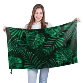 Флаг 3D с принтом Я из джунглей в Новосибирске, 100% полиэстер | плотность ткани — 95 г/м2, размер — 67 х 109 см. Принт наносится с одной стороны | branch | foliage | leafy | nature | арт | ветка | веточка | джунгли | зеленый | лист | листочки | листья | природа | черный