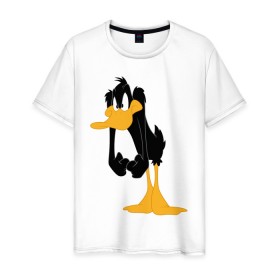 Мужская футболка хлопок с принтом Даффи Дак в Новосибирске, 100% хлопок | прямой крой, круглый вырез горловины, длина до линии бедер, слегка спущенное плечо. | Тематика изображения на принте: daffy duck | looney tunes | vdzabma | даффи дак | луни тюнз