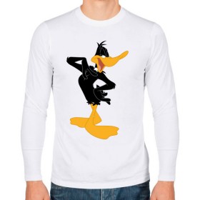 Мужской лонгслив хлопок с принтом Даффи Дак в Новосибирске, 100% хлопок |  | daffy duck | looney tunes | vdzabma | даффи дак | луни тюнз