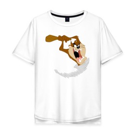 Мужская футболка хлопок Oversize с принтом Таз в Новосибирске, 100% хлопок | свободный крой, круглый ворот, “спинка” длиннее передней части | looney tunes | tasmanian devil | taz | vdzabma | луни тюнз | таз | тасманский дьявол