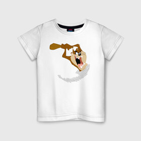 Детская футболка хлопок с принтом Таз в Новосибирске, 100% хлопок | круглый вырез горловины, полуприлегающий силуэт, длина до линии бедер | looney tunes | tasmanian devil | taz | vdzabma | луни тюнз | таз | тасманский дьявол