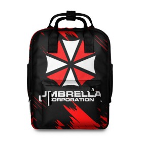 Женский рюкзак 3D с принтом Umbrella Corporation. в Новосибирске, 100% полиэстер | лямки с регулируемой длиной, сверху ручки, чтобы рюкзак нести как сумку. Основное отделение закрывается на молнию, как и внешний карман. Внутри два дополнительных кармана, один из которых закрывается на молнию. По бокам два дополнительных кармашка, куда поместится маленькая бутылочка
 | resident evil | umbrella corporation | амбрелла | амбрелла корпорейшн | вирус | вымышленная военная и фармацевтическая корпорация | игра | умбрелла