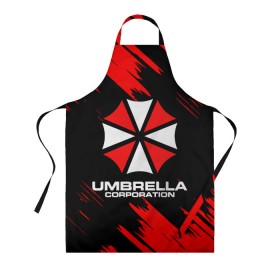 Фартук 3D с принтом Umbrella Corporation. в Новосибирске, 100% полиэстер | общий размер — 65 х 85 см, ширина нагрудника — 26 см, горловина — 53 см, длина завязок — 54 см, общий обхват в поясе — 173 см. Принт на завязках и на горловине наносится с двух сторон, на основной части фартука — только с внешней стороны | resident evil | umbrella corporation | амбрелла | амбрелла корпорейшн | вирус | вымышленная военная и фармацевтическая корпорация | игра | умбрелла