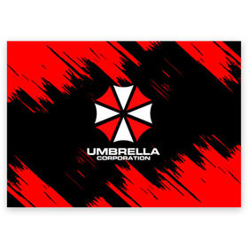 Поздравительная открытка с принтом Umbrella Corporation. в Новосибирске, 100% бумага | плотность бумаги 280 г/м2, матовая, на обратной стороне линовка и место для марки
 | resident evil | umbrella corporation | амбрелла | амбрелла корпорейшн | вирус | вымышленная военная и фармацевтическая корпорация | игра | умбрелла