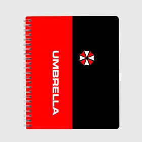 Тетрадь с принтом Umbrella Corporation в Новосибирске, 100% бумага | 48 листов, плотность листов — 60 г/м2, плотность картонной обложки — 250 г/м2. Листы скреплены сбоку удобной пружинной спиралью. Уголки страниц и обложки скругленные. Цвет линий — светло-серый
 | resident evil | umbrella corporation | амбрелла | амбрелла корпорейшн | вирус | вымышленная военная и фармацевтическая корпорация | игра | умбрелла