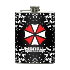 Фляга с принтом Umbrella Corporation. в Новосибирске, металлический корпус | емкость 0,22 л, размер 125 х 94 мм. Виниловая наклейка запечатывается полностью | resident evil | umbrella corporation | амбрелла | амбрелла корпорейшн | вирус | вымышленная военная и фармацевтическая корпорация | игра | умбрелла