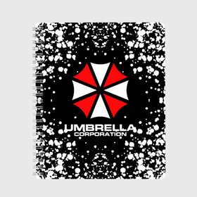 Тетрадь с принтом Umbrella Corporation в Новосибирске, 100% бумага | 48 листов, плотность листов — 60 г/м2, плотность картонной обложки — 250 г/м2. Листы скреплены сбоку удобной пружинной спиралью. Уголки страниц и обложки скругленные. Цвет линий — светло-серый
 | resident evil | umbrella corporation | амбрелла | амбрелла корпорейшн | вирус | вымышленная военная и фармацевтическая корпорация | игра | умбрелла