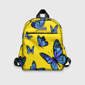 Детский рюкзак 3D с принтом БАБОЧКИ в Новосибирске, 100% полиэстер | лямки с регулируемой длиной, сверху петелька, чтобы рюкзак можно было повесить на вешалку. Основное отделение закрывается на молнию, как и внешний карман. Внутри дополнительный карман. По бокам два дополнительных кармашка | animals | blue | butterflies | game | insects | life is strange | moth | wings | бабочки | животные | игра | крылья | мотылек | насекомые