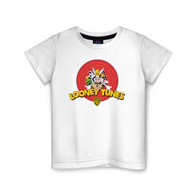 Детская футболка хлопок с принтом Looney Tunes в Новосибирске, 100% хлопок | круглый вырез горловины, полуприлегающий силуэт, длина до линии бедер | bugs bunny | daffy duck | looney tunes | sylvester | tasmanian devil | taz | tweety | vdzabma | багз банни | даффи дак | луни тюнз | сильвестр | таз | тасманский дьяво | твити