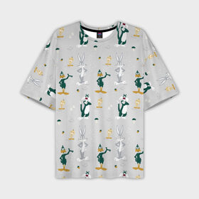 Мужская футболка OVERSIZE 3D с принтом Looney Tunes pattern в Новосибирске,  |  | bugs bunny | looney tunes | sylvester | tweety | vdzabma | багз банни | луни тюнз | сильвестр | твити