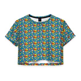 Женская футболка Crop-top 3D с принтом Багз Банни паттерн в Новосибирске, 100% полиэстер | круглая горловина, длина футболки до линии талии, рукава с отворотами | bugs bunny | looney tunes | vdzabma | багз банни | луни тюнз