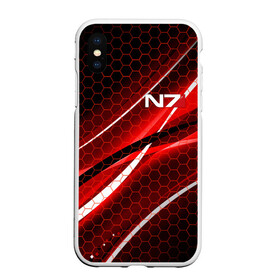 Чехол для iPhone XS Max матовый с принтом MASS EFFECT N7 в Новосибирске, Силикон | Область печати: задняя сторона чехла, без боковых панелей | Тематика изображения на принте: bioware | n7 | shepard | броня | жнецы | костюм | масс эффект | н7 | стальная броня | шепард | эффект массы