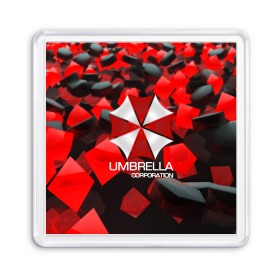 Магнит 55*55 с принтом Umbrella Corp. в Новосибирске, Пластик | Размер: 65*65 мм; Размер печати: 55*55 мм | biohazard | biohazard 7 | crocodile | fang | game | hand | monster | new umbrella | resident evil | resident evil 7 | umbrella | umbrella corp | umbrella corporation | zombie