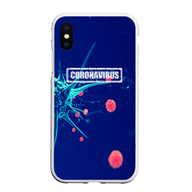 Чехол для iPhone XS Max матовый с принтом CORONAVIRUS в Новосибирске, Силикон | Область печати: задняя сторона чехла, без боковых панелей | covid 19 | molecule | абстракция | клетки | коронавирус | медицина | микробы | молекулы | наука | нейрон | нейроны | текстура | текстуры | формула