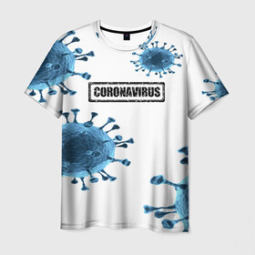 Мужская футболка 3D с принтом CORONAVIRUS в Новосибирске, 100% полиэфир | прямой крой, круглый вырез горловины, длина до линии бедер | covid 19 | molecule | абстракция | клетки | коронавирус | медицина | микробы | молекулы | наука | нейрон | нейроны | текстура | текстуры | формула