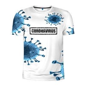 Мужская футболка 3D спортивная с принтом CORONAVIRUS в Новосибирске, 100% полиэстер с улучшенными характеристиками | приталенный силуэт, круглая горловина, широкие плечи, сужается к линии бедра | covid 19 | molecule | абстракция | клетки | коронавирус | медицина | микробы | молекулы | наука | нейрон | нейроны | текстура | текстуры | формула