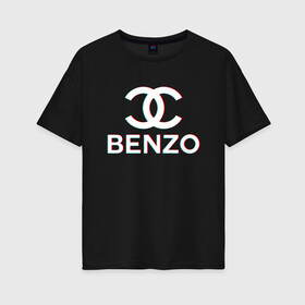 Женская футболка хлопок Oversize с принтом BBT BENZO GANG в Новосибирске, 100% хлопок | свободный крой, круглый ворот, спущенный рукав, длина до линии бедер
 | Тематика изображения на принте: bbt | benzo | benzo gang | big baby tape | ббт | бензо