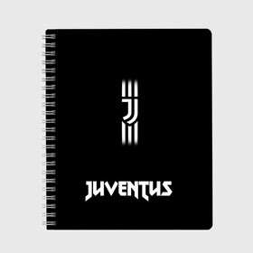 Тетрадь с принтом JUVENTUS BLACK WHITE в Новосибирске, 100% бумага | 48 листов, плотность листов — 60 г/м2, плотность картонной обложки — 250 г/м2. Листы скреплены сбоку удобной пружинной спиралью. Уголки страниц и обложки скругленные. Цвет линий — светло-серый
 | Тематика изображения на принте: cr7 | cristiano | juve | juventus | ronaldo | детская | для школы | криш | криштано | криштану | мужская | роналдо | роналду | рюкзак | спорт | спортивная | сумка | форма | футбол | школьная | юва | ювентус