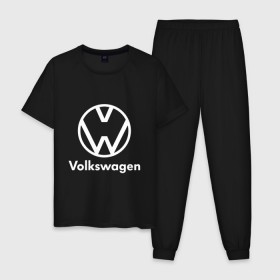 Мужская пижама хлопок с принтом VOLKSWAGEN. в Новосибирске, 100% хлопок | брюки и футболка прямого кроя, без карманов, на брюках мягкая резинка на поясе и по низу штанин
 | 