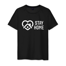 Мужская футболка хлопок с принтом INSTAGRAM (STAY HOME). в Новосибирске, 100% хлопок | прямой крой, круглый вырез горловины, длина до линии бедер, слегка спущенное плечо. | instagram | stay home | дистанция | инстаграм | логотип | лучше дома | остаться дома | сиди дома