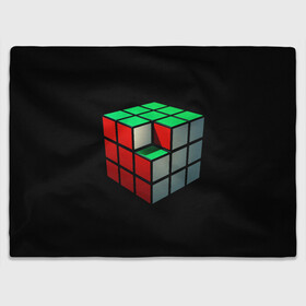 Плед 3D с принтом Кубик Рубика в Новосибирске, 100% полиэстер | закругленные углы, все края обработаны. Ткань не мнется и не растягивается | 3d | головоломка | игры | кубик | мозг | недостающий | рубика | элемент