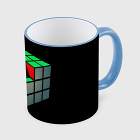 Кружка с полной запечаткой с принтом Кубик Рубика в Новосибирске, керамика | ёмкость 330 мл | Тематика изображения на принте: 3d | головоломка | игры | кубик | мозг | недостающий | рубика | элемент