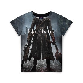 Детская футболка 3D с принтом Bloodborne. в Новосибирске, 100% гипоаллергенный полиэфир | прямой крой, круглый вырез горловины, длина до линии бедер, чуть спущенное плечо, ткань немного тянется | Тематика изображения на принте: bloodborne | bloodborne 2 | esport | game | playstation | бладборн | игра | киберспорт | киберспортсмен | порождение крови