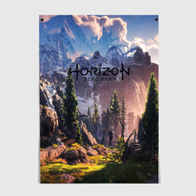 Постер с принтом Horizon Zero Dawn в Новосибирске, 100% бумага
 | бумага, плотность 150 мг. Матовая, но за счет высокого коэффициента гладкости имеет небольшой блеск и дает на свету блики, но в отличии от глянцевой бумаги не покрыта лаком | aloy | antasy girl | art | artwork | digital art | fantasy | horizon | horizon: zero dawn | landscape | tallneck | warrior fantasy | weapon | zero dawn